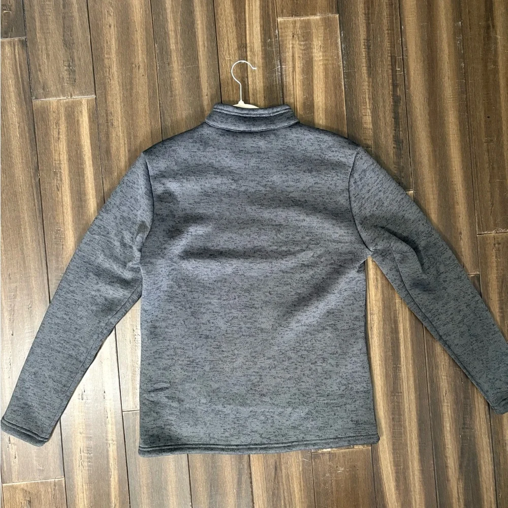 Sz M Gray Mock Neck Full-Zip Jacket Fleece Lined Warmth Zippered Pockets